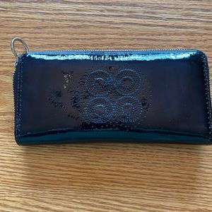 Coach Blue Patent Leather Zip Wallet